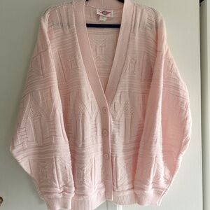 Vintage Light Pink Knit Patterned Cardigan